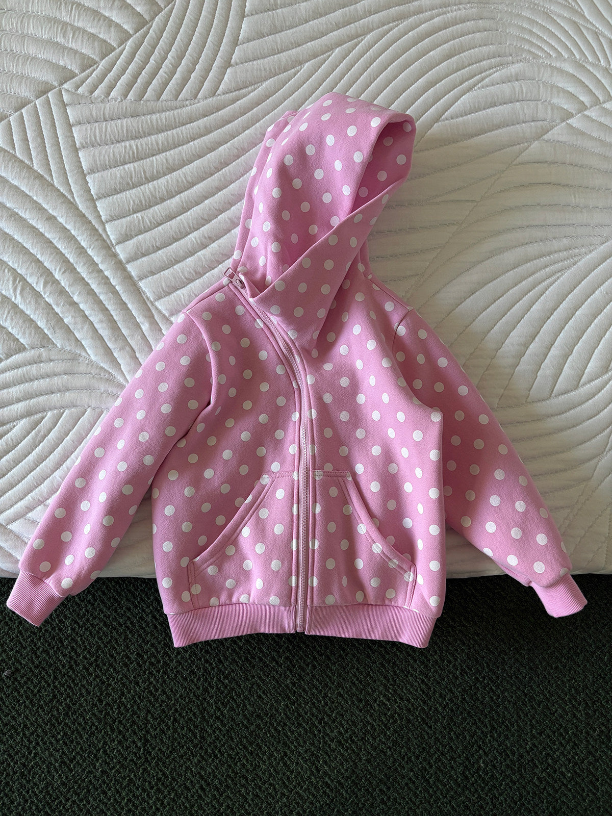 長袖セットアップ Pink polka dot sweatshirt / 110cm yummy&rocky | Polka Dot Star Print Fleece Tracksuit 星柄プリント フリース セットアップ【mh0020045】