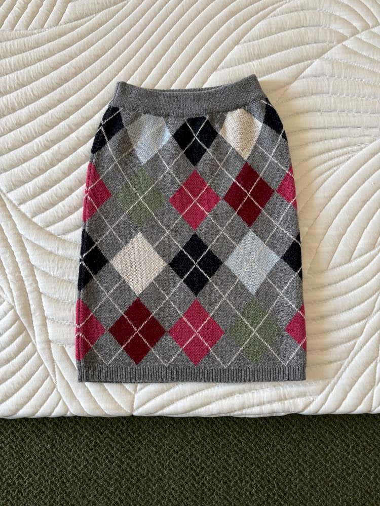 長袖セットアップ Skirt / 110cm yummy&rocky | Checkerboard Wool Soft Knit Set Up チェッカーボード ウール セットアップ【mh0020040】