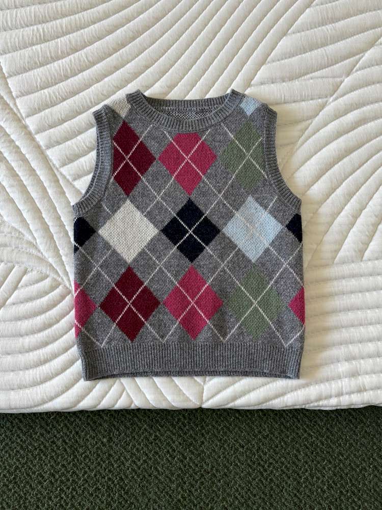 長袖セットアップ Vest / 110cm yummy&rocky | Checkerboard Wool Soft Knit Set Up チェッカーボード ウール セットアップ【mh0020040】