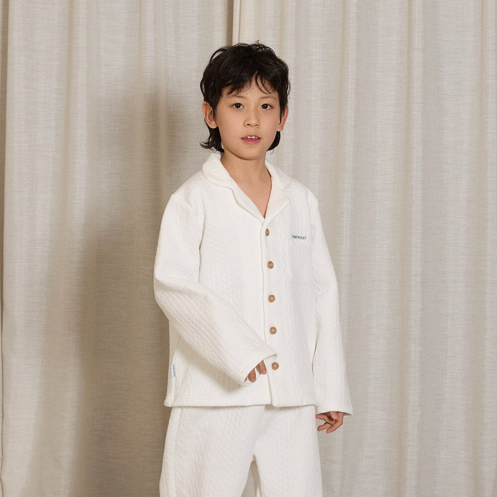 長袖パジャマ White Tops / 170cm yummy&rocky | Cotton Embroidery Print Home Set コットン刺繍プリントルームウェア【mh0020096】