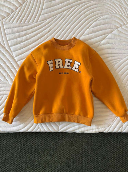 長袖セットアップ Yellow sweatshirt / 110cm yummy&rocky | Patch Embroidery Printed Fleece Set 刺繍入り プリント裏起毛 セットアップ【mh0020051】