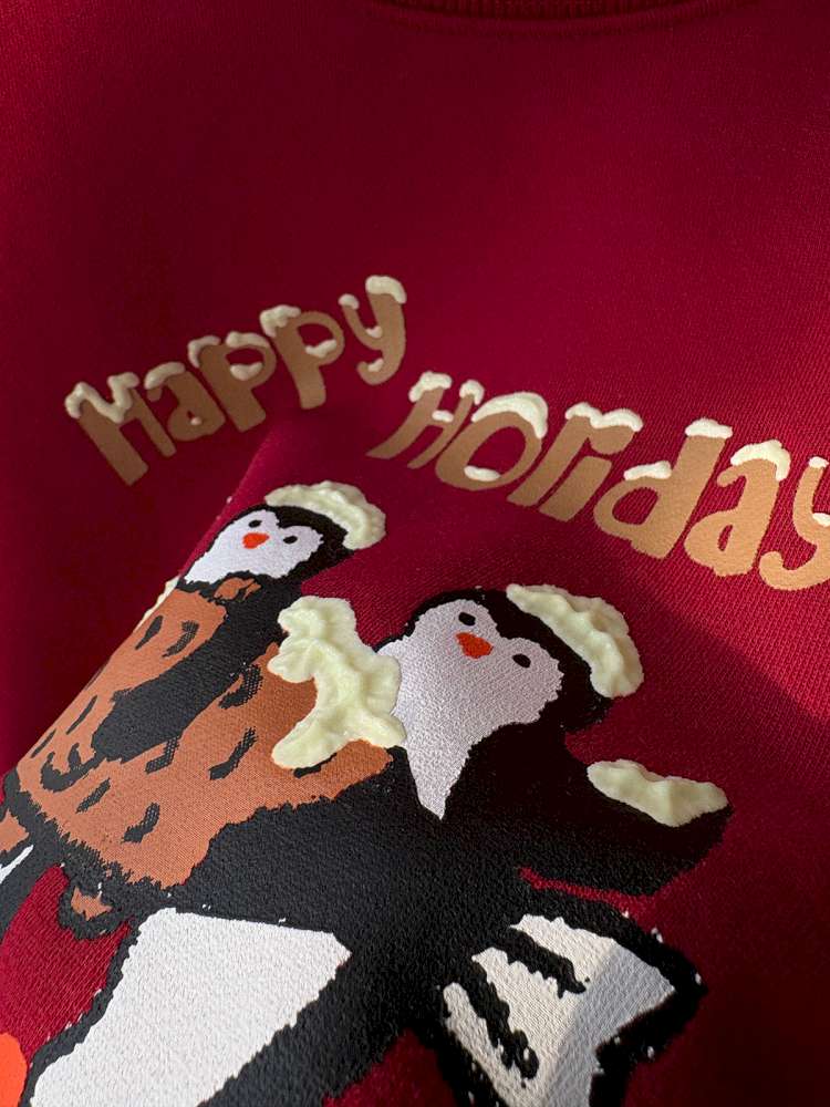 トレーナー・フーディ yummy&rocky | 3D Penguin Luminous Plush Hoodie ペンギン 蓄光プリント 裏起毛 スウェット【mh0020060】