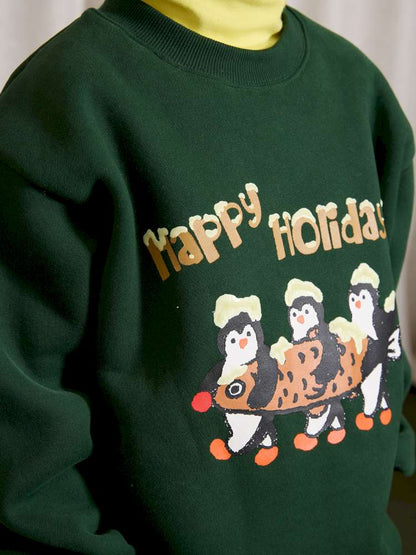 トレーナー・フーディ yummy&rocky | 3D Penguin Luminous Plush Hoodie ペンギン 蓄光プリント 裏起毛 スウェット【mh0020060】