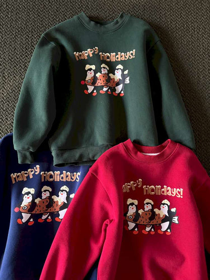 トレーナー・フーディ yummy&rocky | 3D Penguin Luminous Plush Hoodie ペンギン 蓄光プリント 裏起毛 スウェット【mh0020060】