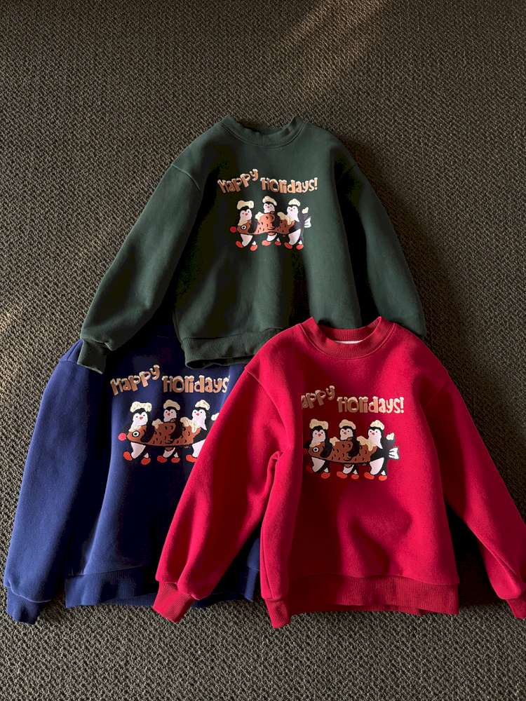 トレーナー・フーディ yummy&rocky | 3D Penguin Luminous Plush Hoodie ペンギン 蓄光プリント 裏起毛 スウェット【mh0020060】