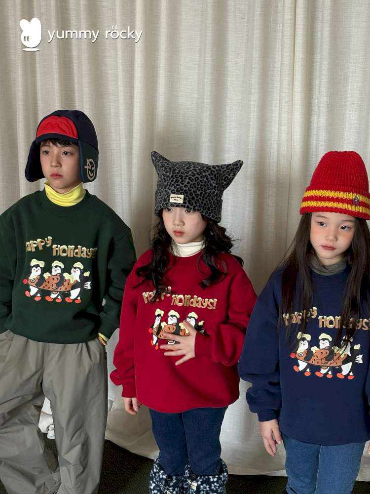 トレーナー・フーディ yummy&rocky | 3D Penguin Luminous Plush Hoodie ペンギン 蓄光プリント 裏起毛 スウェット【mh0020060】