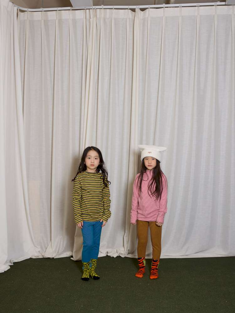 レギンスパンツ yummy&rocky | Antibacterial Striped Stretch Leggings 抗菌 防寒 配色ボーダー レギンス【mh0020064】