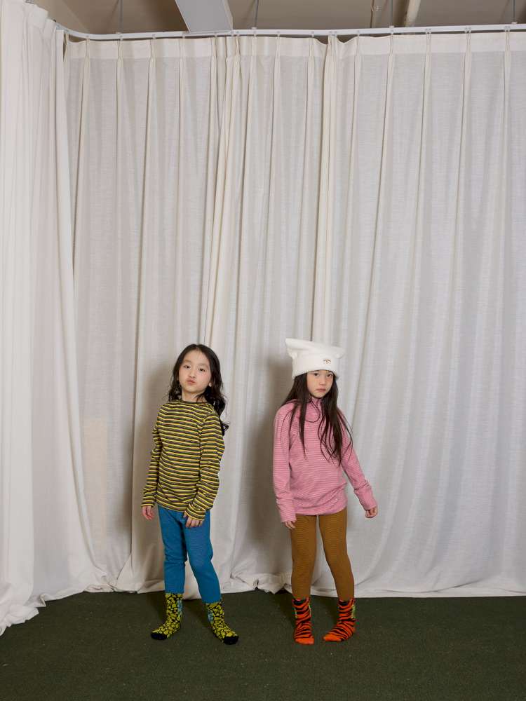 レギンスパンツ yummy&rocky | Antibacterial Striped Stretch Leggings 抗菌 防寒 配色ボーダー レギンス【mh0020064】