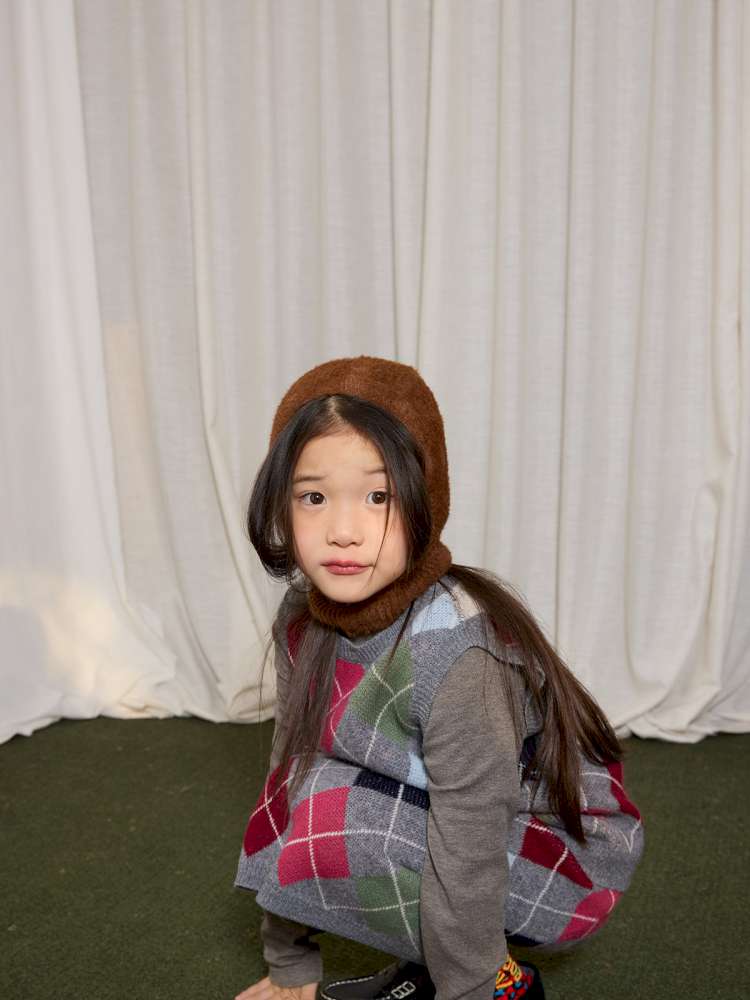 長袖セットアップ yummy&rocky | Checkerboard Wool Soft Knit Set Up チェッカーボード ウール セットアップ【mh0020040】