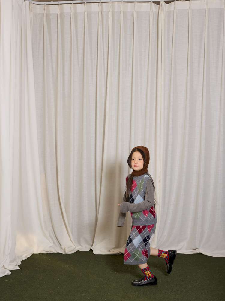 長袖セットアップ yummy&rocky | Checkerboard Wool Soft Knit Set Up チェッカーボード ウール セットアップ【mh0020040】