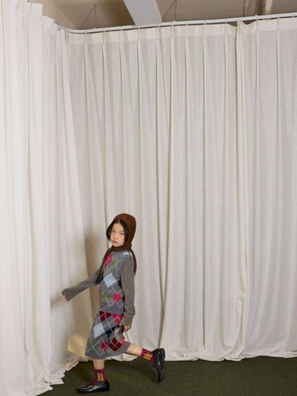 長袖セットアップ yummy&rocky | Checkerboard Wool Soft Knit Set Up チェッカーボード ウール セットアップ【mh0020040】