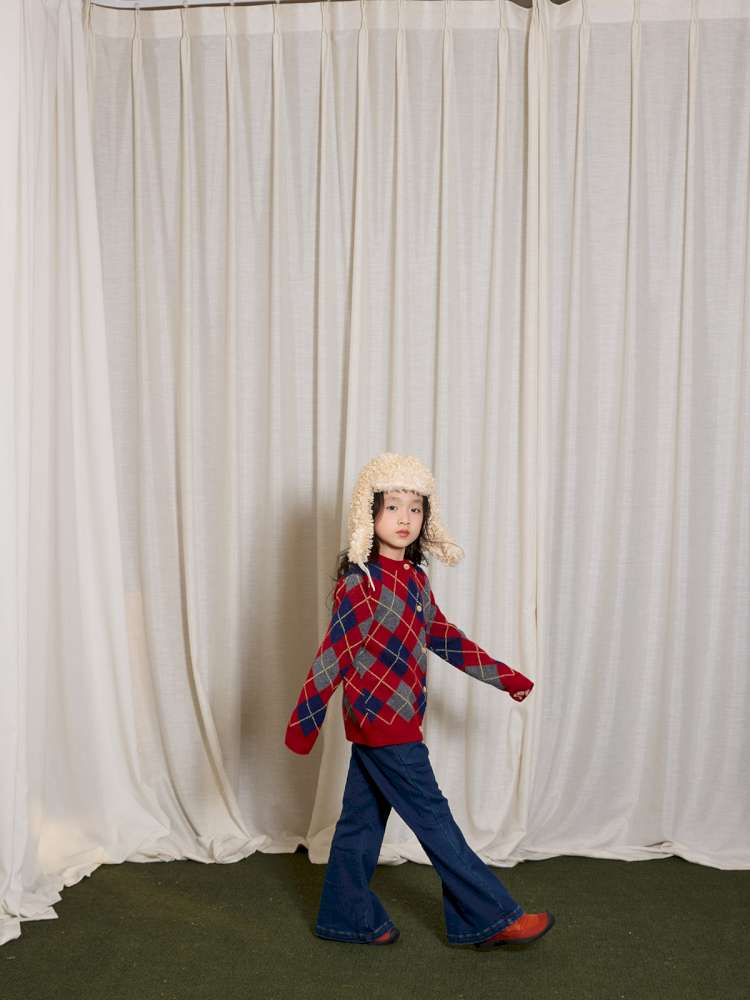 長袖セットアップ yummy&rocky | Checkerboard Wool Soft Knit Set Up チェッカーボード ウール セットアップ【mh0020040】