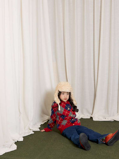 長袖セットアップ yummy&rocky | Checkerboard Wool Soft Knit Set Up チェッカーボード ウール セットアップ【mh0020040】