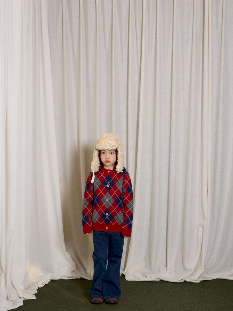 長袖セットアップ yummy&rocky | Checkerboard Wool Soft Knit Set Up チェッカーボード ウール セットアップ【mh0020040】