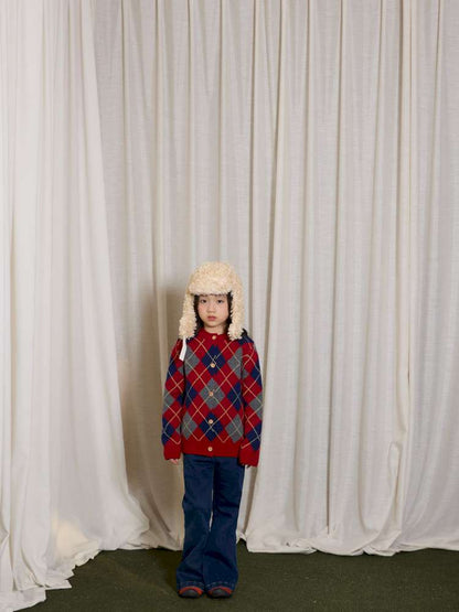 長袖セットアップ yummy&rocky | Checkerboard Wool Soft Knit Set Up チェッカーボード ウール セットアップ【mh0020040】