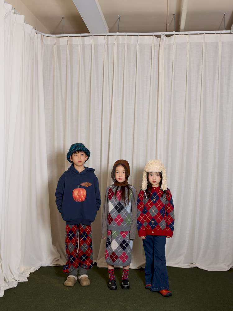 長袖セットアップ yummy&rocky | Checkerboard Wool Soft Knit Set Up チェッカーボード ウール セットアップ【mh0020040】