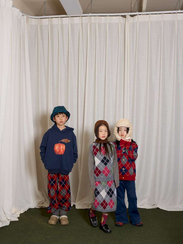 長袖セットアップ yummy&rocky | Checkerboard Wool Soft Knit Set Up チェッカーボード ウール セットアップ【mh0020040】