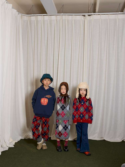 長袖セットアップ yummy&rocky | Checkerboard Wool Soft Knit Set Up チェッカーボード ウール セットアップ【mh0020040】