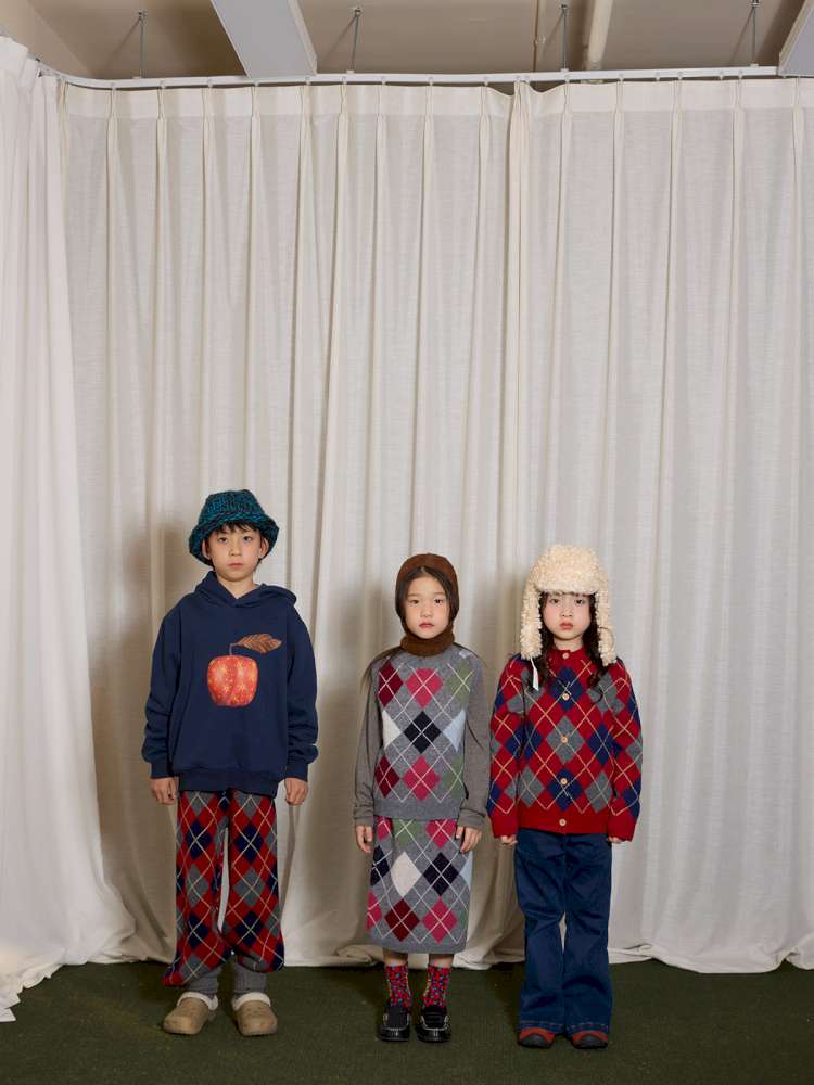 長袖セットアップ yummy&rocky | Checkerboard Wool Soft Knit Set Up チェッカーボード ウール セットアップ【mh0020040】