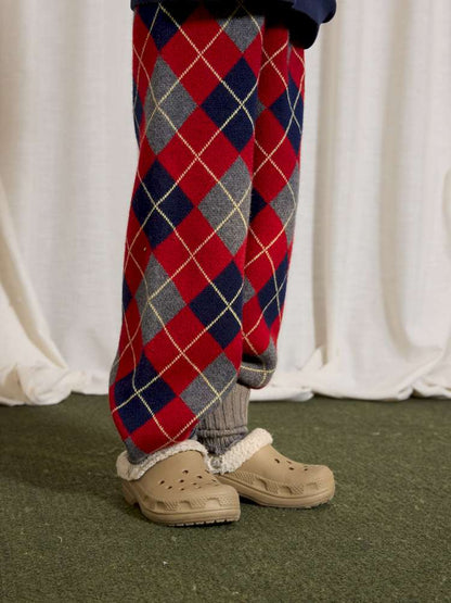 長袖セットアップ yummy&rocky | Checkerboard Wool Soft Knit Set Up チェッカーボード ウール セットアップ【mh0020040】