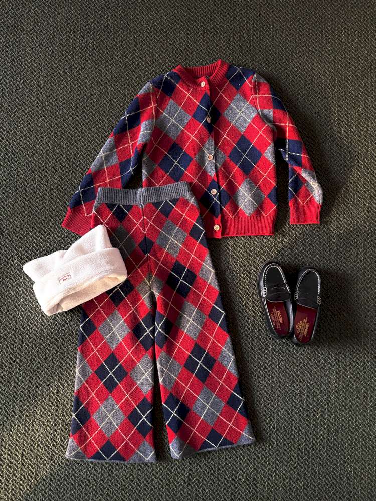 長袖セットアップ yummy&rocky | Checkerboard Wool Soft Knit Set Up チェッカーボード ウール セットアップ【mh0020040】