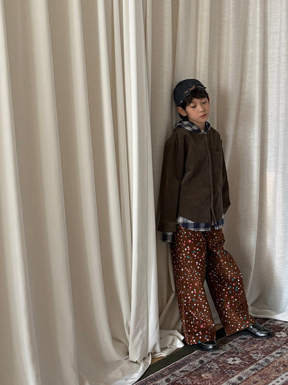 ショートコート・ジャケット・ジャンパー yummy&rocky | Cotton Corduroy Patchwork Jacket コーデュロイ配色切替フードジャケット【mh0020100】