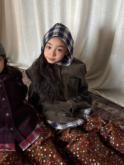 ショートコート・ジャケット・ジャンパー yummy&rocky | Cotton Corduroy Patchwork Jacket コーデュロイ配色切替フードジャケット【mh0020100】
