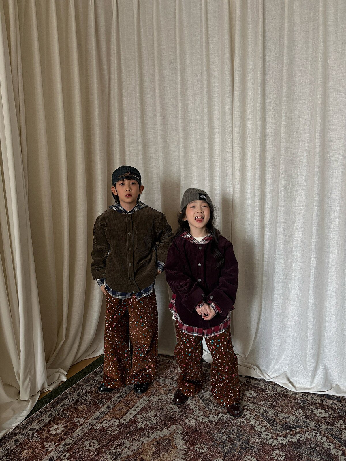 ショートコート・ジャケット・ジャンパー yummy&rocky | Cotton Corduroy Patchwork Jacket コーデュロイ配色切替フードジャケット【mh0020100】