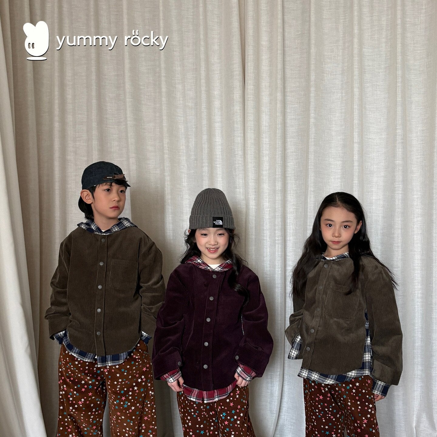 ショートコート・ジャケット・ジャンパー yummy&rocky | Cotton Corduroy Patchwork Jacket コーデュロイ配色切替フードジャケット【mh0020100】