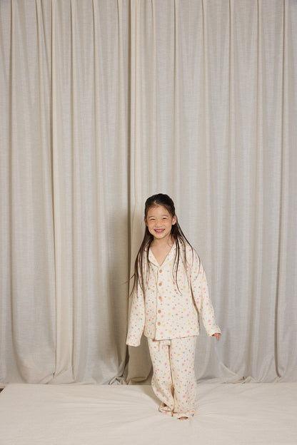 長袖パジャマ yummy&rocky | Cotton Embroidery Print Home Set コットン刺繍プリントルームウェア【mh0020096】