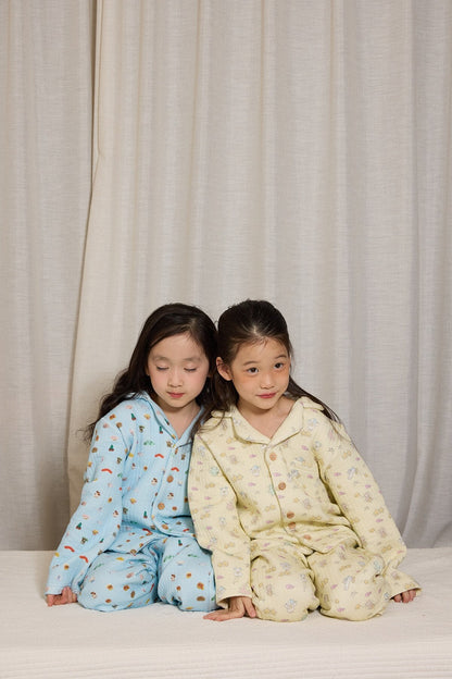 長袖パジャマ yummy&rocky | Cotton Embroidery Print Home Set コットン刺繍プリントルームウェア【mh0020096】