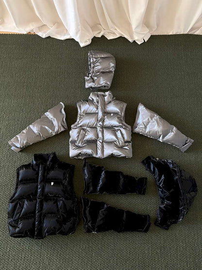 ショートコート・ジャケット・ジャンパー yummy&rocky | Detachable Sleeve Hooded Duck Down Jacket 4WAY仕様 デタッチャブル ダウンジャケット【mh0020039】