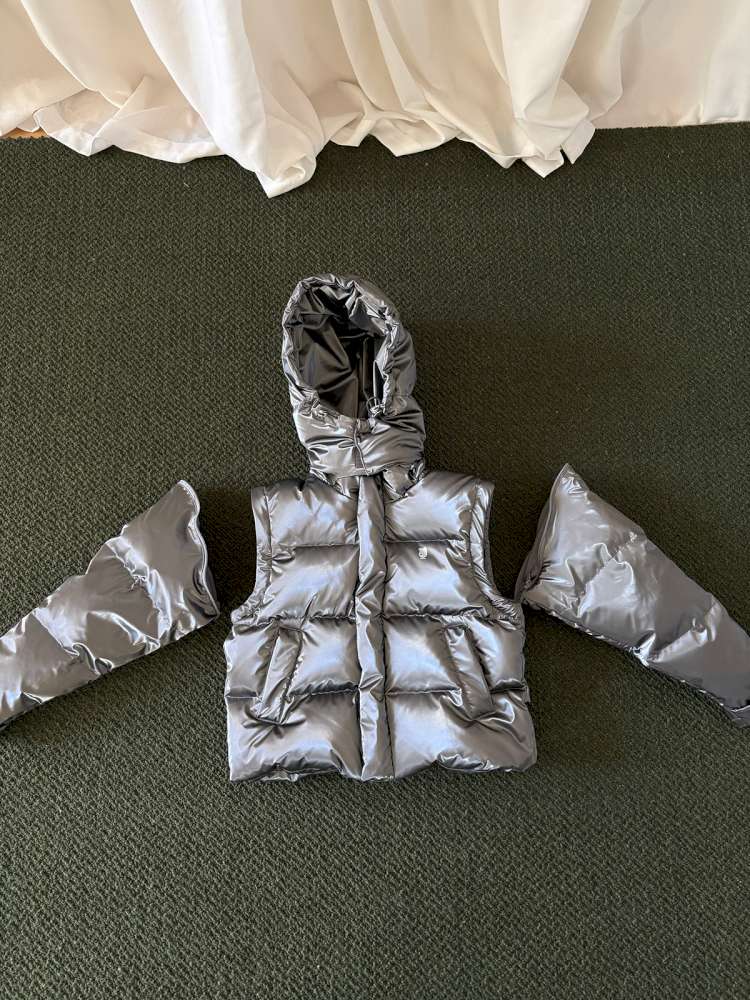 ショートコート・ジャケット・ジャンパー yummy&rocky | Detachable Sleeve Hooded Duck Down Jacket 4WAY仕様 デタッチャブル ダウンジャケット【mh0020039】