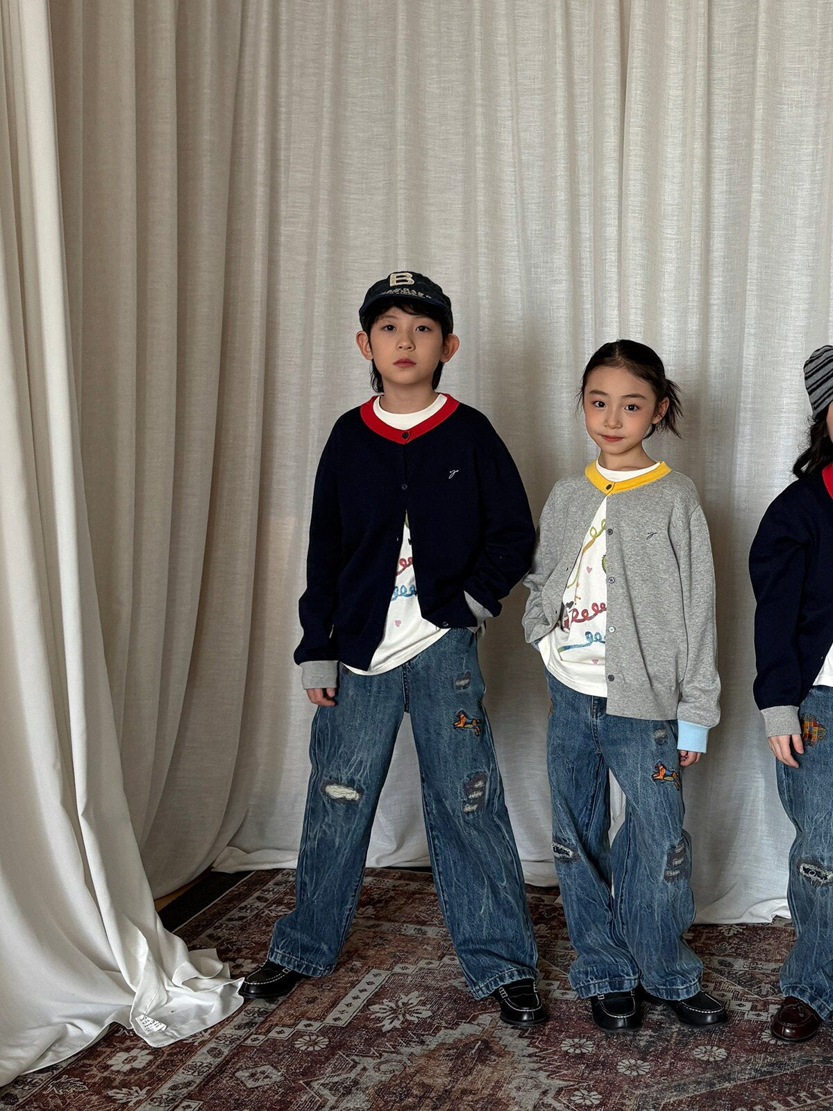 デニムパンツ yummy&rocky | Embroidered Ripped Heavy Jeans 刺繍クラッシュ加工ヘビーデニム【mh0020107】