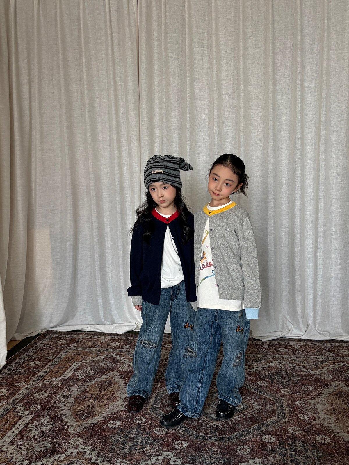 デニムパンツ yummy&rocky | Embroidered Ripped Heavy Jeans 刺繍クラッシュ加工ヘビーデニム【mh0020107】