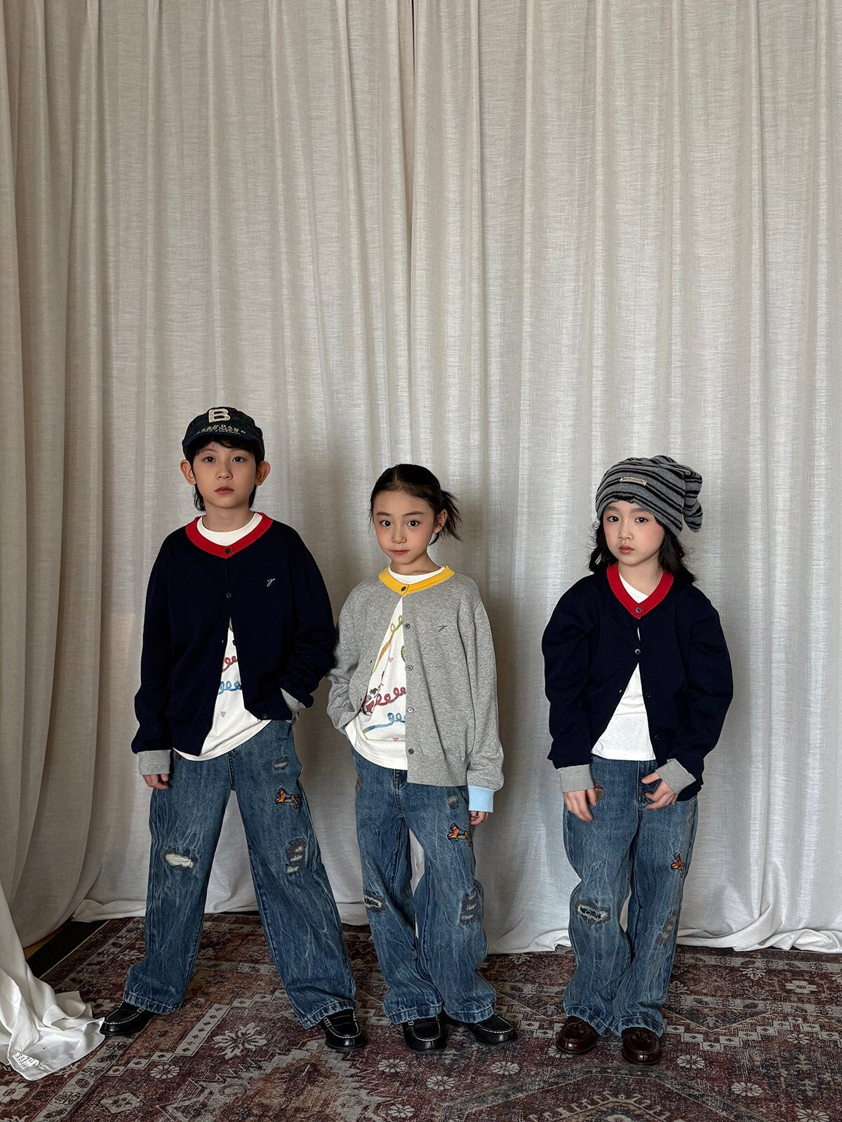 デニムパンツ yummy&rocky | Embroidered Ripped Heavy Jeans 刺繍クラッシュ加工ヘビーデニム【mh0020107】