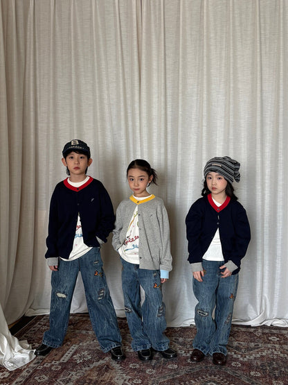 デニムパンツ yummy&rocky | Embroidered Ripped Heavy Jeans 刺繍クラッシュ加工ヘビーデニム【mh0020107】