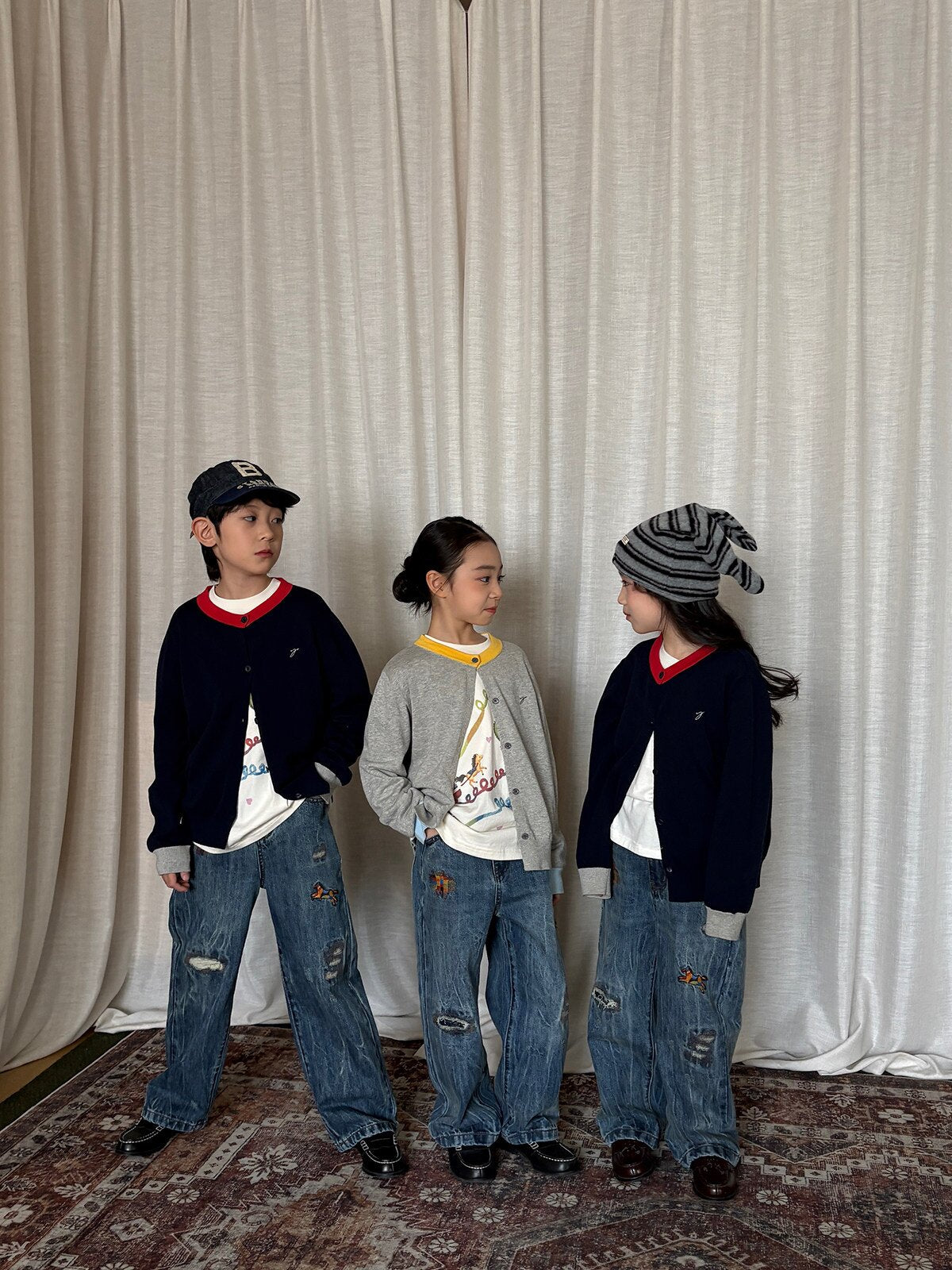 デニムパンツ yummy&rocky | Embroidered Ripped Heavy Jeans 刺繍クラッシュ加工ヘビーデニム【mh0020107】