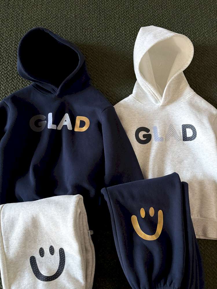 長袖セットアップ yummy&rocky | Grating Anti-Static Fleece Tracksuit スマイリープリント 裏起毛 セットアップ【mh0020055】