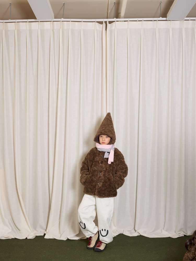 長袖セットアップ yummy&rocky | Grating Anti-Static Fleece Tracksuit スマイリープリント 裏起毛 セットアップ【mh0020055】