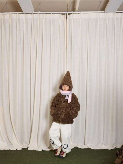 長袖セットアップ yummy&rocky | Grating Anti-Static Fleece Tracksuit スマイリープリント 裏起毛 セットアップ【mh0020055】