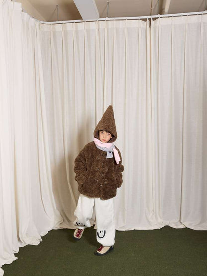 長袖セットアップ yummy&rocky | Grating Anti-Static Fleece Tracksuit スマイリープリント 裏起毛 セットアップ【mh0020055】