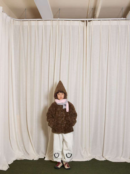 長袖セットアップ yummy&rocky | Grating Anti-Static Fleece Tracksuit スマイリープリント 裏起毛 セットアップ【mh0020055】