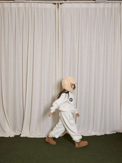 長袖セットアップ yummy&rocky | Grating Anti-Static Fleece Tracksuit スマイリープリント 裏起毛 セットアップ【mh0020055】
