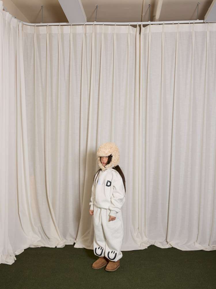 長袖セットアップ yummy&rocky | Grating Anti-Static Fleece Tracksuit スマイリープリント 裏起毛 セットアップ【mh0020055】