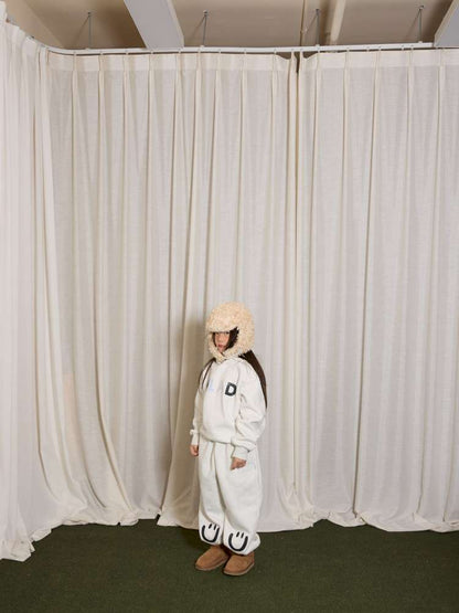 長袖セットアップ yummy&rocky | Grating Anti-Static Fleece Tracksuit スマイリープリント 裏起毛 セットアップ【mh0020055】