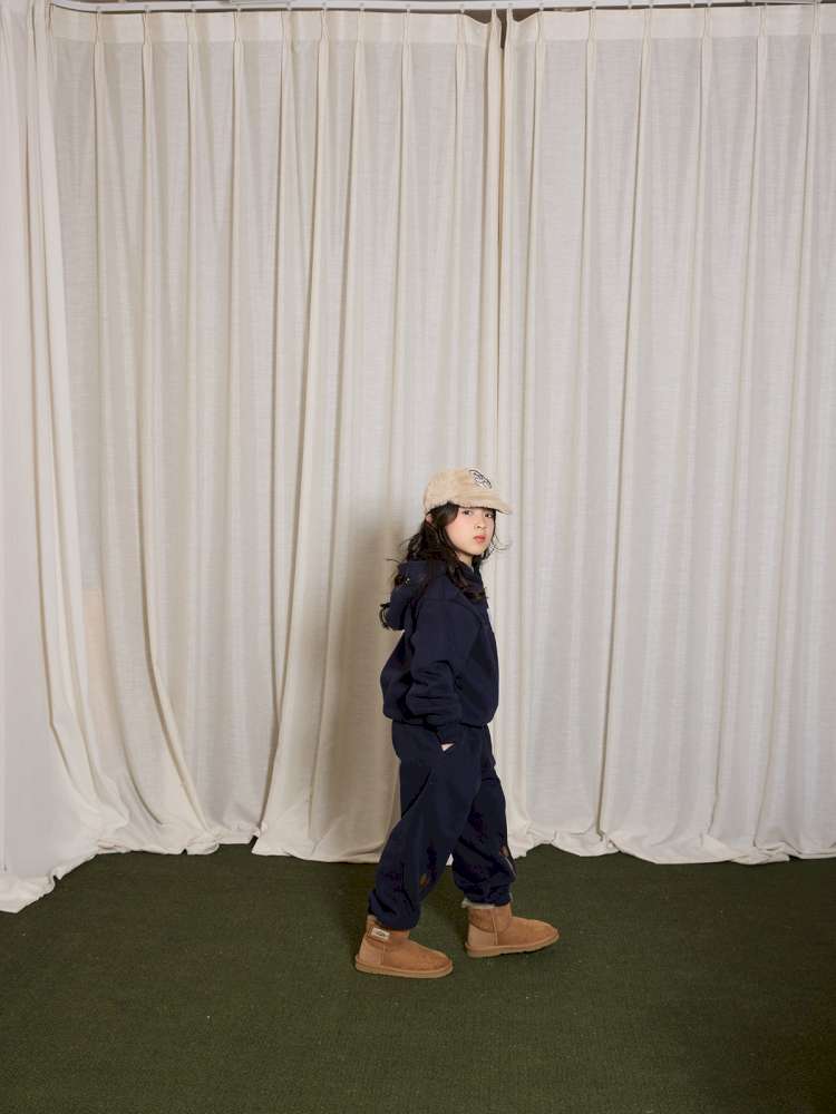 長袖セットアップ yummy&rocky | Grating Anti-Static Fleece Tracksuit スマイリープリント 裏起毛 セットアップ【mh0020055】