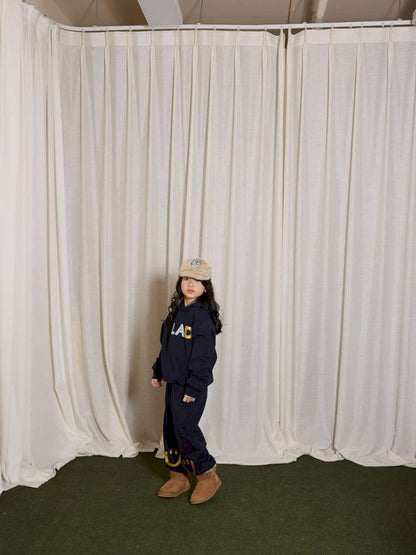 長袖セットアップ yummy&rocky | Grating Anti-Static Fleece Tracksuit スマイリープリント 裏起毛 セットアップ【mh0020055】