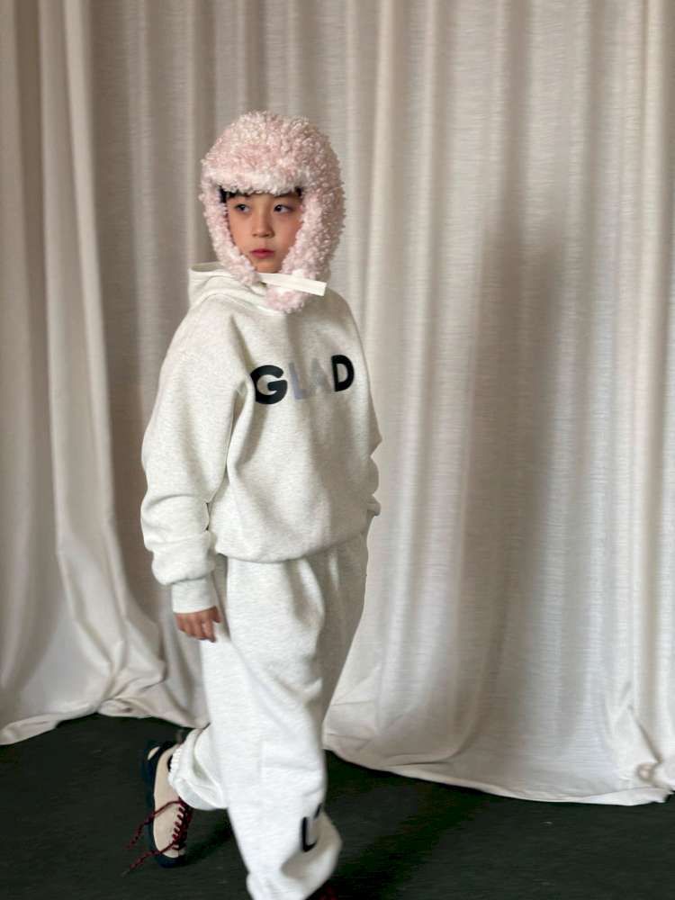 長袖セットアップ yummy&rocky | Grating Anti-Static Fleece Tracksuit スマイリープリント 裏起毛 セットアップ【mh0020055】