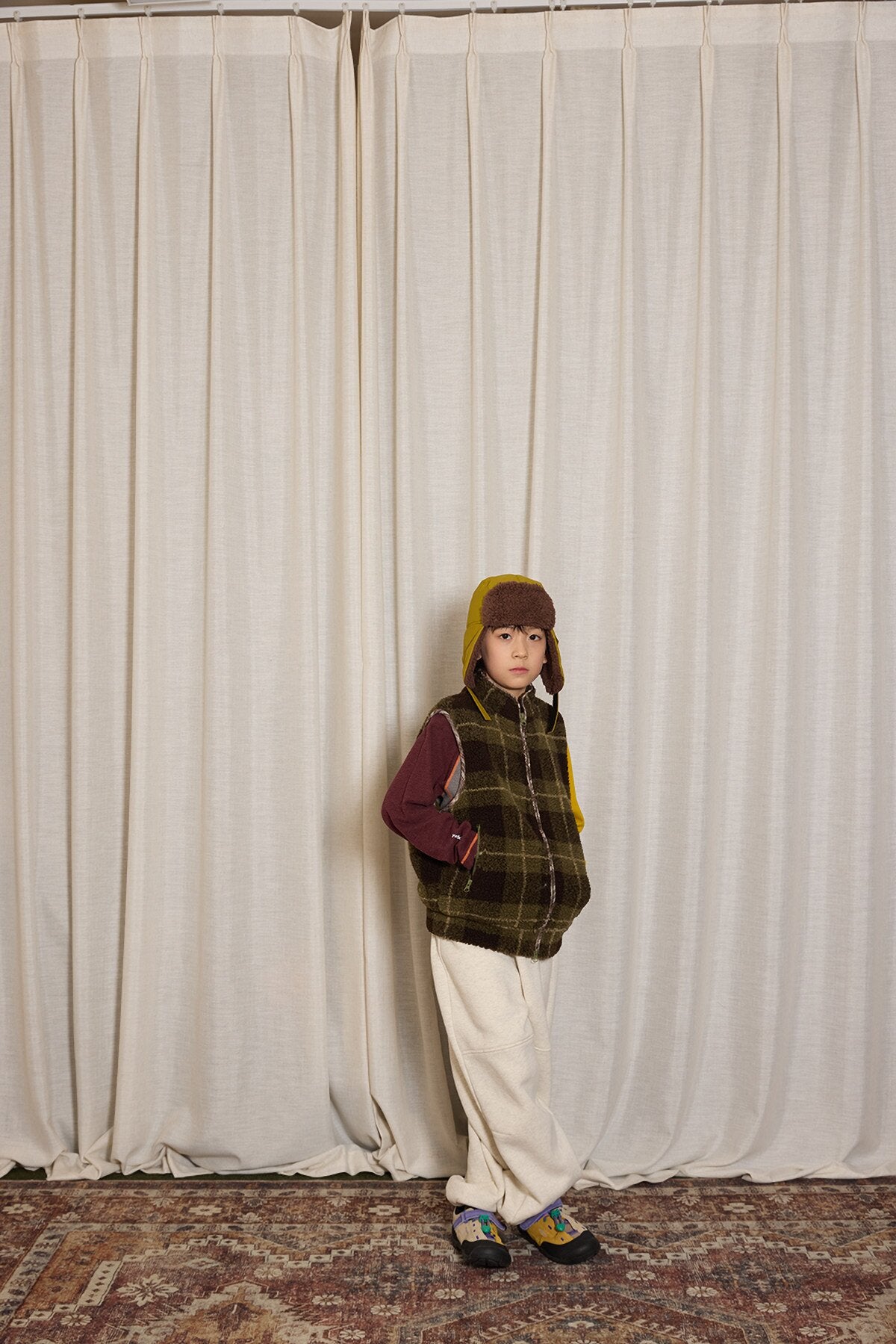 ベスト yummy&rocky | Imitation Lamb Wool Warm Vest ボアスタンドカラーベスト【mh0020099】